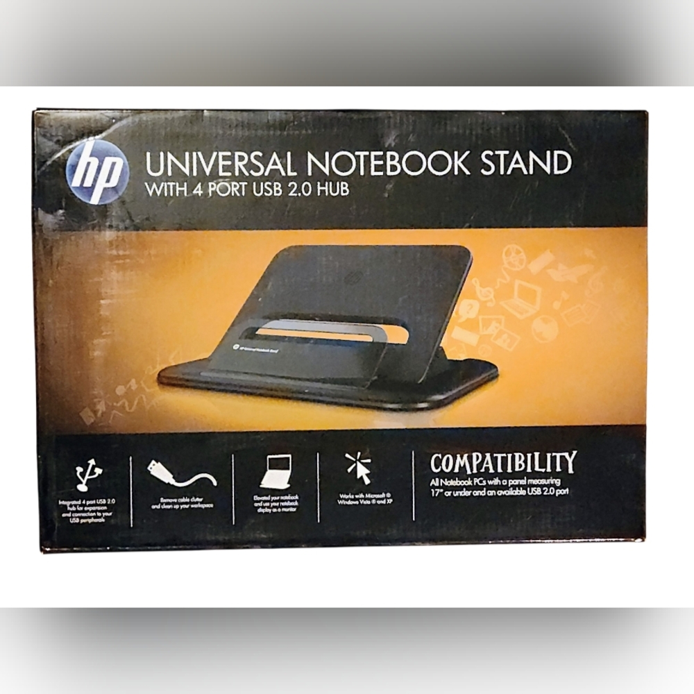 HP Black Universal Notebook Stand with USB Hub